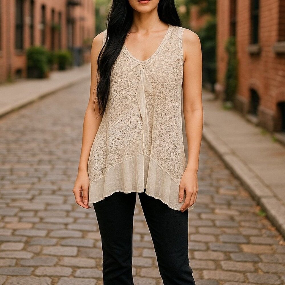 Johnny Was Cream Lace Blouse
